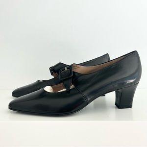 Vintage Ñora Yanko Heels, Made in Spain, Black with Buckle, Size 9.5, New